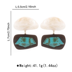 Pendientes Geométricos Bohemios de Metal, Novedad 2024, Venta al Por Mayor, Pendientes Retro de Resina Irregular, Pendientes Colgantes <span class=keywords><strong>Irregulares</strong></span> - Product Image 6