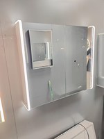 JH cermin rias pintar Modern kaca, dengan lampu LED pasang Dinding kabinet obat untuk penggunaan kamar mandi