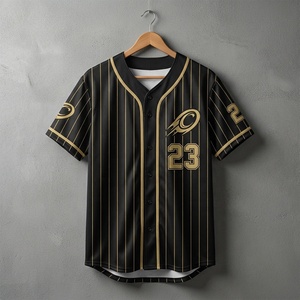 Op maat gemaakte zwart-gouden honkbaltrui met geometrisch print, op maat gemaakte softbaltruien, sublimatie, borduurwerk, logo ontwerp, honkbaltrui - Product Image 2