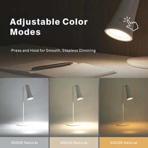 180 °   Lampe de bureau LED rotative moderne, rechargeable par USB, 3 couleurs, intensité réglable, protection des yeux, lampe murale tactile pour bureau, maison, lecture - Product Image 3