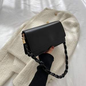 Tas selempang bahu Femme utama kantung murah E2516 untuk wanita tas ketiak kulit PU wanita lapisan ganda warna polos - Product Image 4