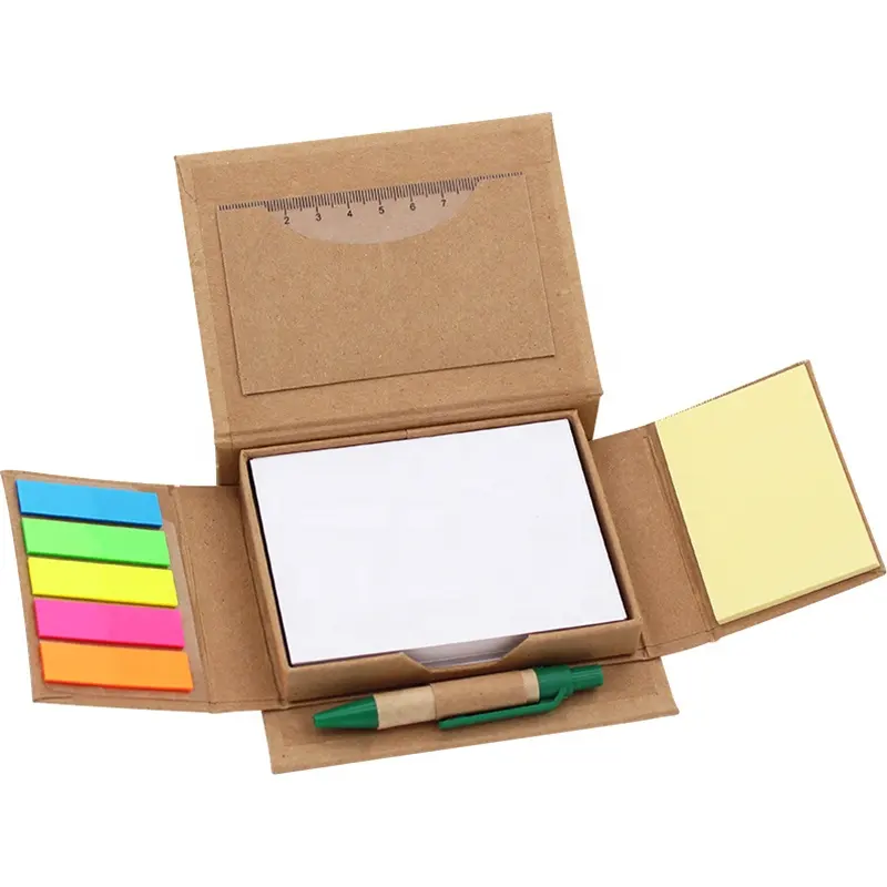 Werbe geschenke custom Eco Haftnotizen Box Set cube memo pads Notizblock mit weiß lose papier und stift
