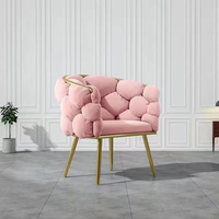 Magnifique Chaise de Salle à Manger et de Salon Moderne Rose de Luxe, pour Coiffeuse, avec Pieds en Métal Doré