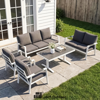 Ensemble de mobilier de jardin haut de gamme en aluminium 7 places, style professionnel, canapé de patio moderne et confortable avec table pour cour