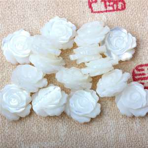 Vỏ Trắng Mẹ Của Ngọc Trai Vỏ Hạt Strand Rose Flower Hình Dạng Đầy Đủ/Nửa Khoan Để Làm Bông Tai - Product Image 3