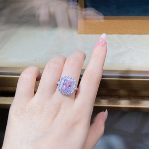 Bague en argent sterling S925 de luxe, coupe en forme de cœur de fleur de glace, avec pierre précieuse en zircon - Product Image 2