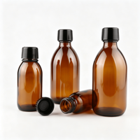 Bouteille en verre ronde multi-spécifications ambre-brun pour sirop médicinal liquide oral avec bouchons inviolables
