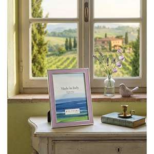 Beltrami Photo <b>Frame</b> <b>4x6</b> Inch Silver Plated Pink Metal Picture <b>Frame</b> Made in Italy - Product Image 2