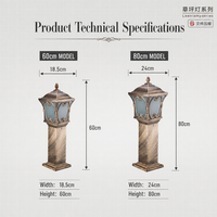 Lampe de jardin extérieure antique, IP65, étanche, en aluminium moulé sous pression, lampadaire vintage pour projet de villa de luxe