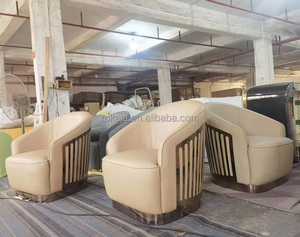 Sillón de Lujo, Sofá con Estructura de Acero Inoxidable Dorado, <span class=keywords><strong>Diseño</strong></span> de Corona, Sillón <span class=keywords><strong>Reclinable</strong></span> para Sala de Estar, Hotel, Villa u Oficina - Product Image 2