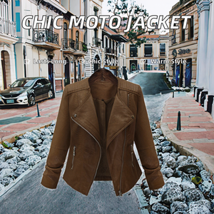 Chaqueta Bomber de Moda Otoño-Invierno, Estilo Europeo Americano, Talla Grande para Mujer, Poliéster Ecológico, Diseño a Cuadros con Cuello Alto - Product Image 2