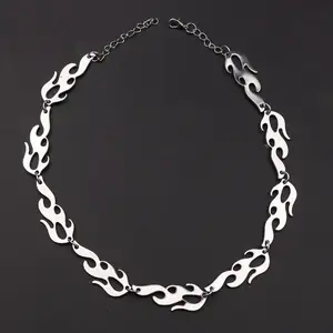 Großhandel Hochwertige Silber Flame Chain 316l Edelstahl Choker Halskette Blei und Nickel Free Water proof Choker Halskette