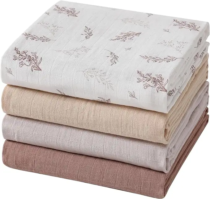 Hot sale low MOQ new design high quality organic cotton bath towel muslin swaddle baby blanket