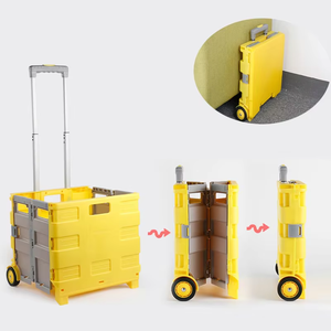 <span class=keywords><strong>Acheter</strong></span> supermarché pliant portable 2 roues muettes tout en plastique chariot à provisions chariot sur roues pour l'épicerie avec logo personnalisé/couleur - Product Image 4