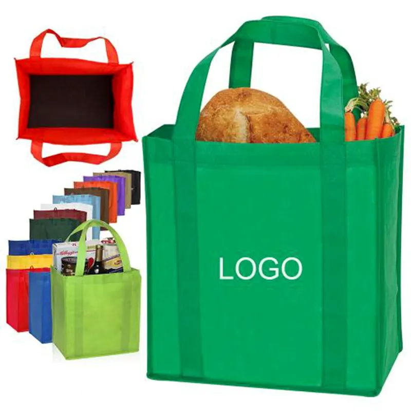 Custom logo printed Reusable Shopper Non Woven Tote bags Reusable Shopping Grocery Bag