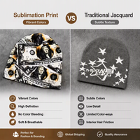Fabricant de bonnets, design personnalisé, impression par sublimation, bonnet en tricot doublé de satin Y2K, bonnet streetwear avec logo