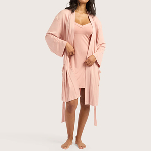Setelan Baju Tidur Wanita Bambu Grosir, Gaun Tidur Lengan Panjang, Kimono Piyama 2 Potong, Pakaian Santai - Product Image 4