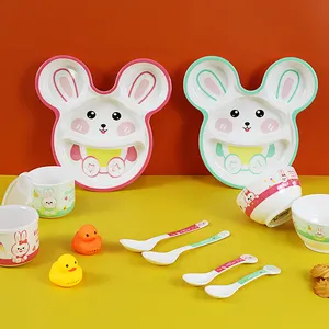 Customized Non-Slip Children's Tableware Cartoon Rabbit Shape Melamine Dinner Plate