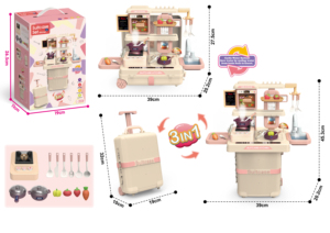 ชุดของเล่นเด็ก 3 in 1 กระเป๋าเดินทางครัว ของเล่นทำอาหาร<span class=keywords><strong>เชฟ</strong></span> ของเล่นบ้าน ของเล่นเสริมพัฒนาการเด็ก พร้อมโต๊ะอาหารแบบพ่นสเปรย์ - Product Image 2