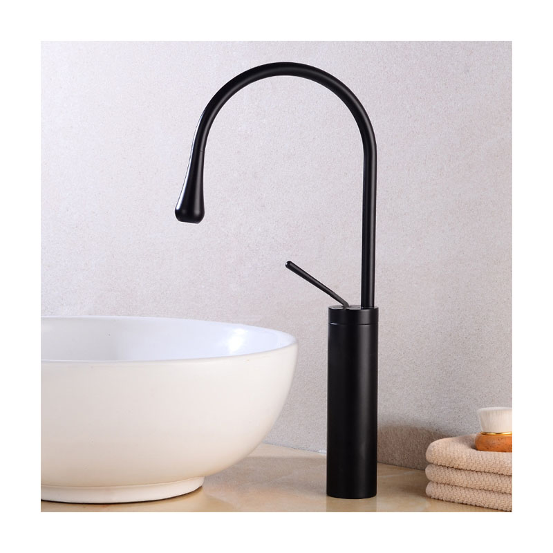 Good Quality Single Hole Black Modern Bathroom Water Basin Faucet Ware Deck Mounted Brass Basin Mixer Faucet