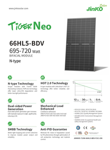 Panneaux solaires photovoltaïques demi-coupés 700W 705W 710W 715W 720W N-type Bifaciaux Tiger Neo 66HL5-BDV 695-720 - Product Image 3