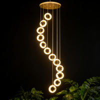 Lustre en spirale pour villa JACKSUN moderne à 12 anneaux LED, tricolore, dimmable, 3 mètres de long, luminaire suspendu pour plafond haut, décoration lumineuse