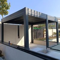 Pergola motorisée en alliage d'aluminium avec télécommande, lumières LED, imperméable, durable, anti-corrosion, pavillon en poudre