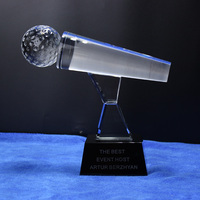 Trophée de microphone en verre personnalisé, trophée de cristal pour chanteur, trophée musical, concours de voix pour spectacle de talents, récompense mobile