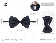 Navy Blue Pre-Tied Bow <b>Tie</b> Solid <b>Polyester</b> Formal Wear Accessory - Product Image 3