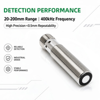 Sensor Ultrasonik Cerdas IO-Link US12 Analog 0-10V 4-20mA Output Resolusi 1mm Repeatabilitas Kurang Dari 0.5mm Ulir M12