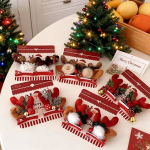 Nuevo Pasador de Pelo con Lazo de Tela con Dibujos Animados Navideños, Campana Roja Mori, Clip Lateral para Niñas, Accesorio para el Cabello Festivo, Fresco y Dulce - Product Image 1