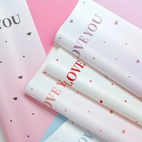 Kertas Pembungkus Bunga Tahan Air Motif Hati Asli untuk Kemasan Buket Bunga, Bahan Kemasan untuk Toko Bunga