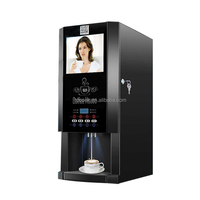 Distributore Automatico di Caffè da Banco Multimediale con 3 Bevande Calde e 3 Fredde, Macchina per Caffè Istantaneo a Doppia Temperatura con Pulsanti Touch