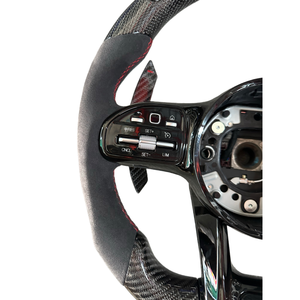 Volante Deportivo de 3 Radios con LED y Fibra de Carbono para <span class=keywords><strong>Mercedes</strong></span>-<span class=keywords><strong>Benz</strong></span> Serie A, C, E, S, G, CLS, CLA, GLE, <span class=keywords><strong>GLS</strong></span>, W166, W117, W218 - Product Image 3