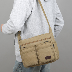Vintage Canvas Tactical Messenger <b>Bag</b> for <b>Men</b> Fashionable Waterproof Crossbody <b>Bag</b> with Lock Letter Decoration - Product Image 5