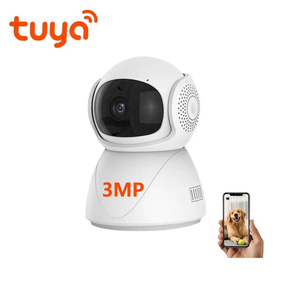 Tuya Panci Kamera Cctv Cerdas 3MP, Kamera Cctv Cerdas Wifi, Kemiringan 360 Derajat, Deteksi Gerakan Otomatis, Alarm, Penyimpanan Cloud Kartu Sd Audio Dua Arah