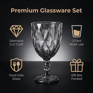 Set di 6 Calici Colorati di Lusso, Bicchieri in Vetro con Taglio Diamantato per Succhi e Gelati, per Casa e Caffè, Regalo Promozionale all'Ingrosso - Product Image 4