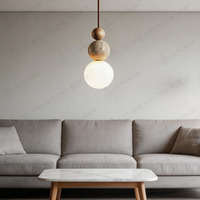Lustre suspendu LED grand format de luxe moderne nordique en travertin, jaune, alimentation CA, garantie 3 ans, IRC 90, facile à installer