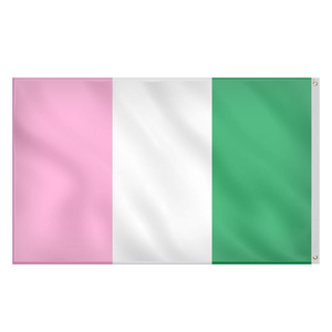 Banner impreso de poliéster de 3x5 pies, verde, blanco, rosa, bandera de la República de <span class=keywords><strong>Terranova</strong></span> con 2 ojales para colgar - Product Image 2