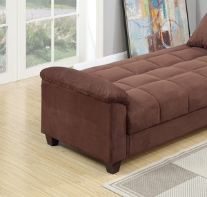 Living Room Adjustable <b>Sofa</b> Chocolate Color Microfiber Plush Storage Couch 1pc Futon <b>Sofa</b> w Pillows - Product Image 4