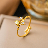 Bague en Acier Inoxydable 18 carats avec Zircon Coloré Vintage pour Femme, Réglable, Bijou Haut de Gamme, Luxe Léger, Vente en Gros