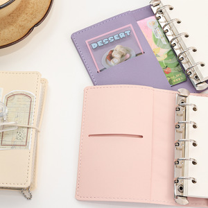 Carnet de notes en cuir PU avec 5 anneaux, élastique et mini pochette, idéal pour le bureau, l'école ou comme cadeau - Vente en gros Macaron M5 - Product Image 4