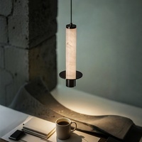 Luminaire suspendu décoratif pour chevet, marbre naturel, alabâtre moderne, luminaire suspendu LED pour chambre à coucher, salon, hôtel, restaurant