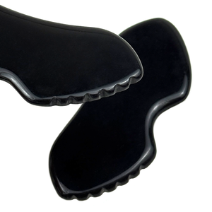 Hochwertiger natürlicher schwarzer Obsidian Gua Sha Benutzer definiertes Logo Schwarzes Obsidian-Kratz <span class=keywords><strong>massage</strong></span> werkzeug OEM/ODM - Product Image 3