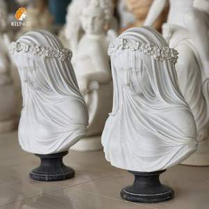 Busto de Mujer Tallado a Mano <span class=keywords><strong>en</strong></span> Mármol Blanco MILY <span class=keywords><strong>con</strong></span> <span class=keywords><strong>Velo</strong></span> para Decoración - Product Image 5