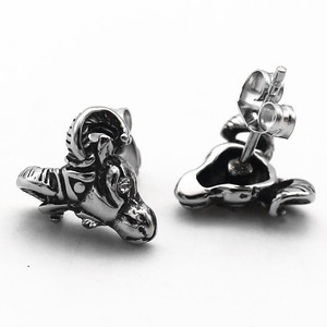 Boucles d'oreilles clous Yunnique Tête de Bélier en Acier Inoxydable 316, Motif Zodiaque Animal, Sertissage Griffe, Guangzhou, pour Hommes et Femmes - Product Image 5