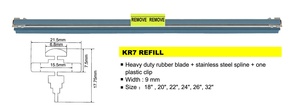 ยางใบปัดน้ำฝนกระจกหน้ารถ <span class=keywords><strong>KR7</strong></span> พร้อมข้อต่อแบบสไปล์สแตนเลส ความกว้าง 9 มม. ความยาว 22 นิ้ว 24 นิ้ว 26 นิ้ว ออกแบบสำหรับงานหนัก สำหรับรถโดยสาร - Product Image 2
