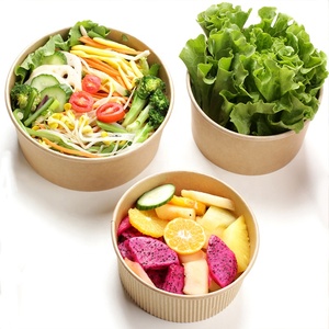 Bol alimentaire rond en kraft blanc jetable, réutilisable et recyclable avec couvercle, logo personnalisé, emballage <span class=keywords><strong>pour</strong></span> la restauration rapide, bols à salade en papier - Product Image 4