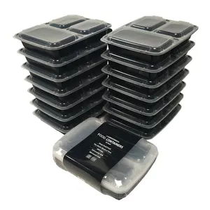 Takeaway Microwavable Plastic Wegwerp 3 Compartiment Bento Voedsel Opslag Lunch Dozen/Maaltijd Prep Containers