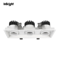 LED moderne 3x10W COB Triple Head Downlight encastré cadre carré projecteur corps en aluminium pour une utilisation intérieure pour les projets hôteliers